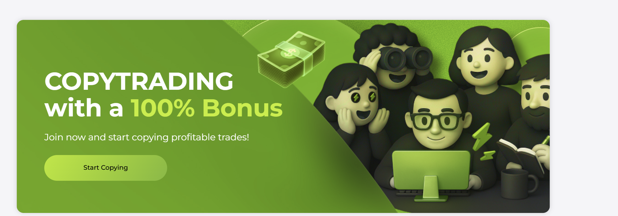 Copytrading 100% bonus promo banner