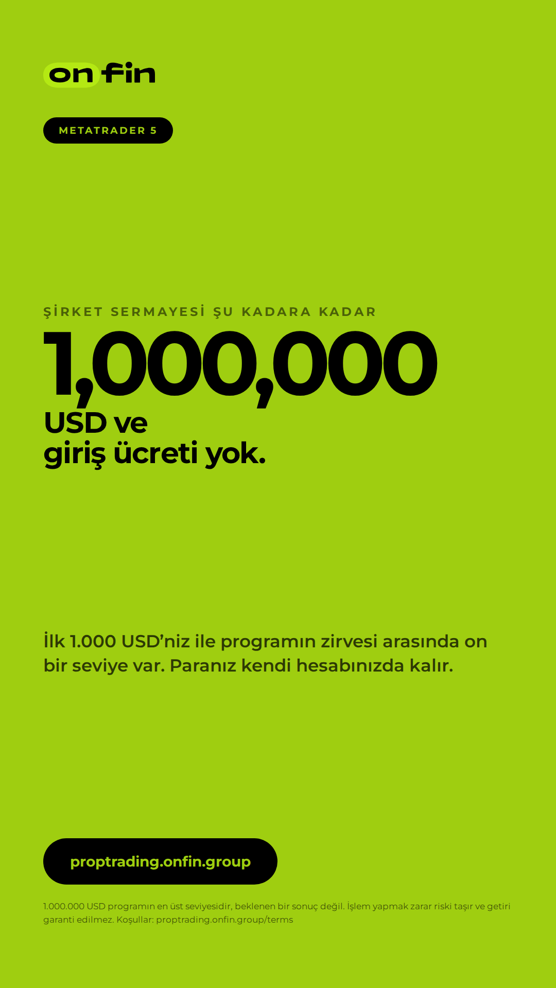 Prop trading MT5 — Capital led, lime — 1080×1920 (TR)