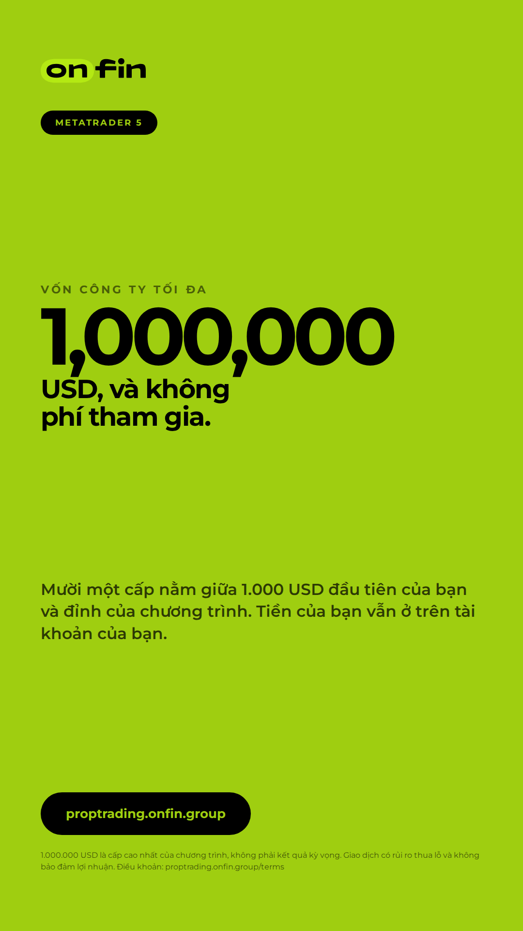 Prop trading MT5 — Capital led, lime — 1080×1920 (VI)