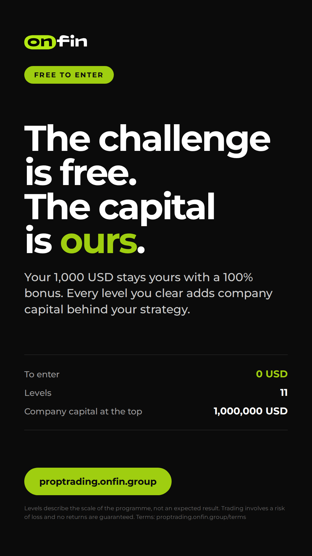 Prop trading MT5 — Flat statement, dark — 1080×1920 (EN)
