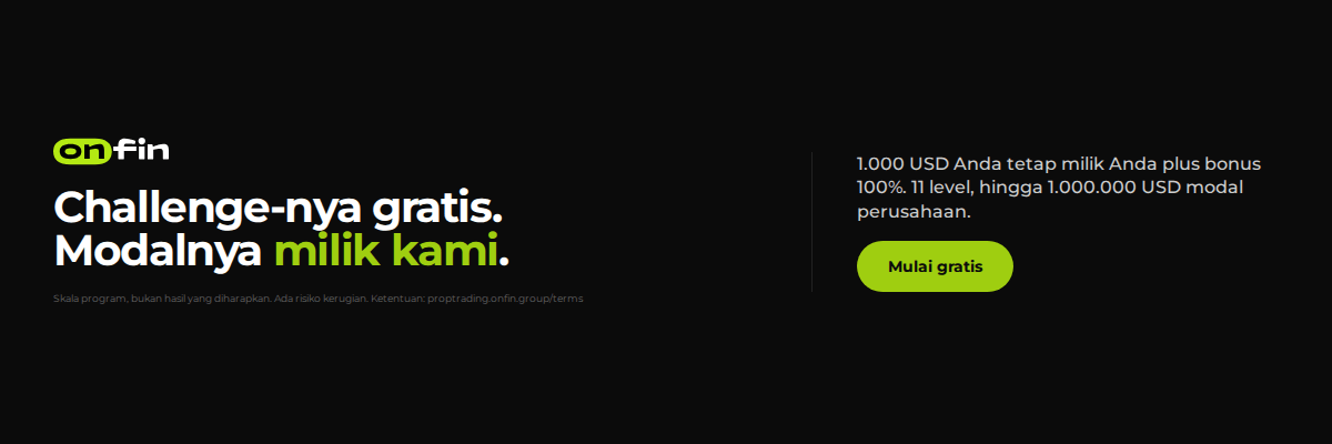 Prop trading MT5 — Flat statement, dark — 1200×400 (ID)
