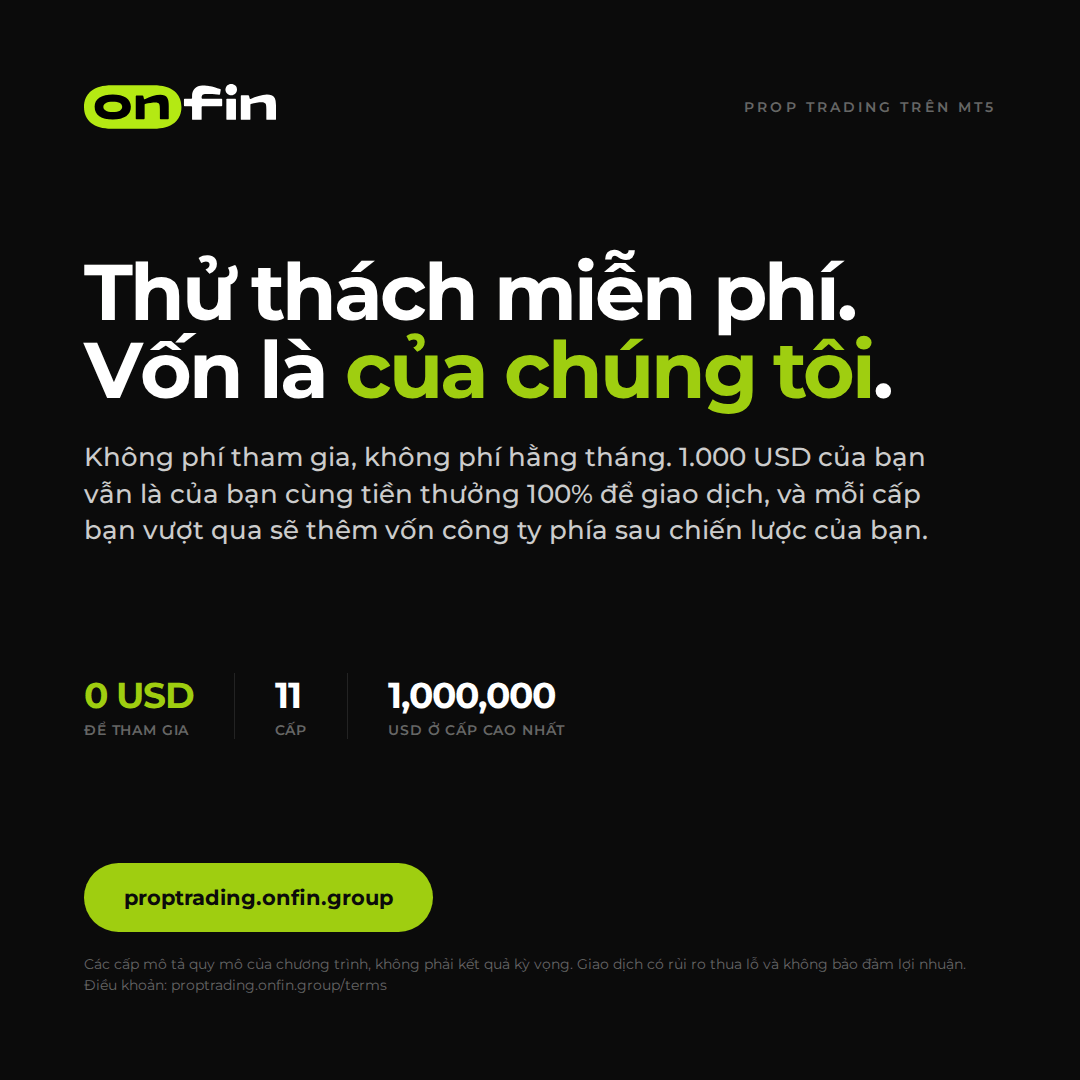 Prop trading MT5 — Flat statement, dark — 1080×1080 (VI)