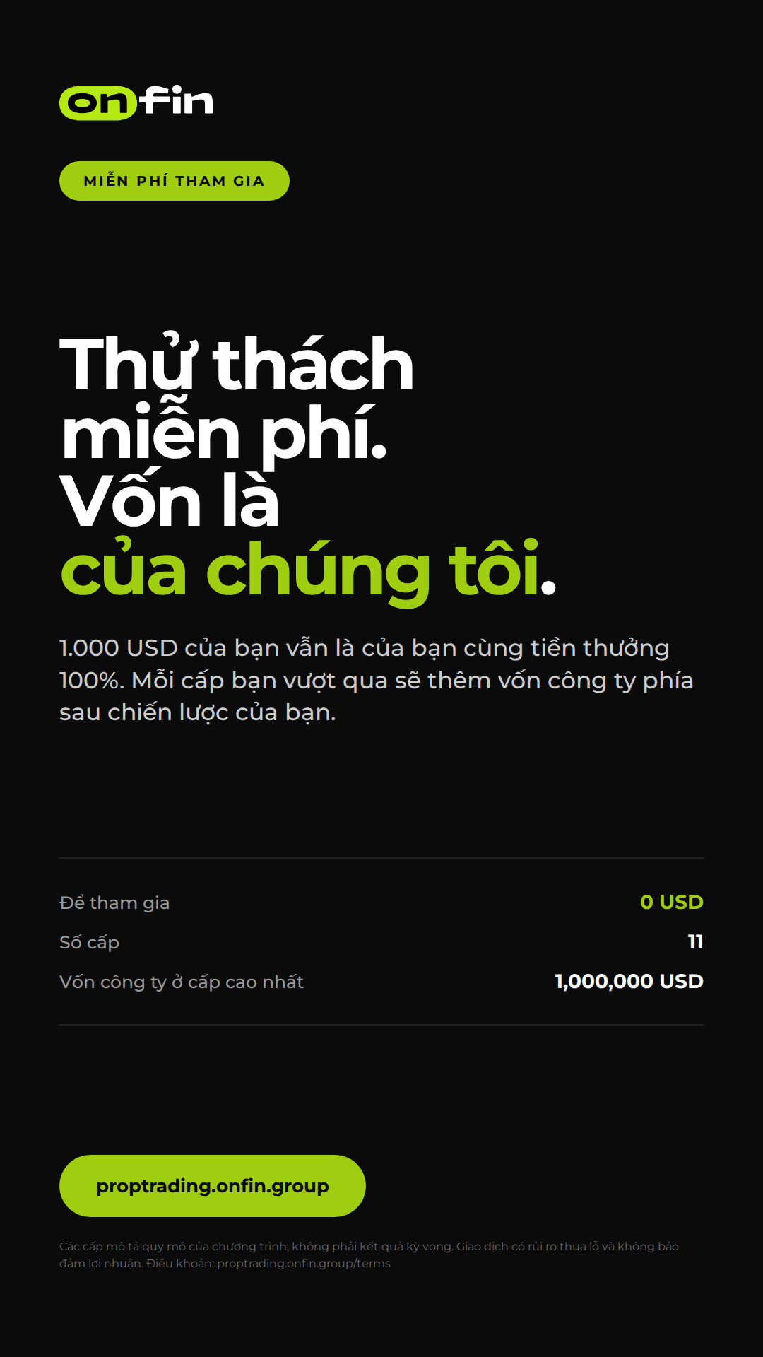 Prop trading MT5 — Flat statement, dark — 1080×1920 (VI)