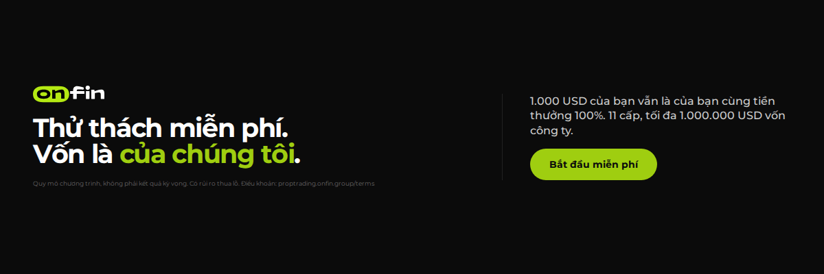 Prop trading MT5 — Flat statement, dark — 1200×400 (VI)