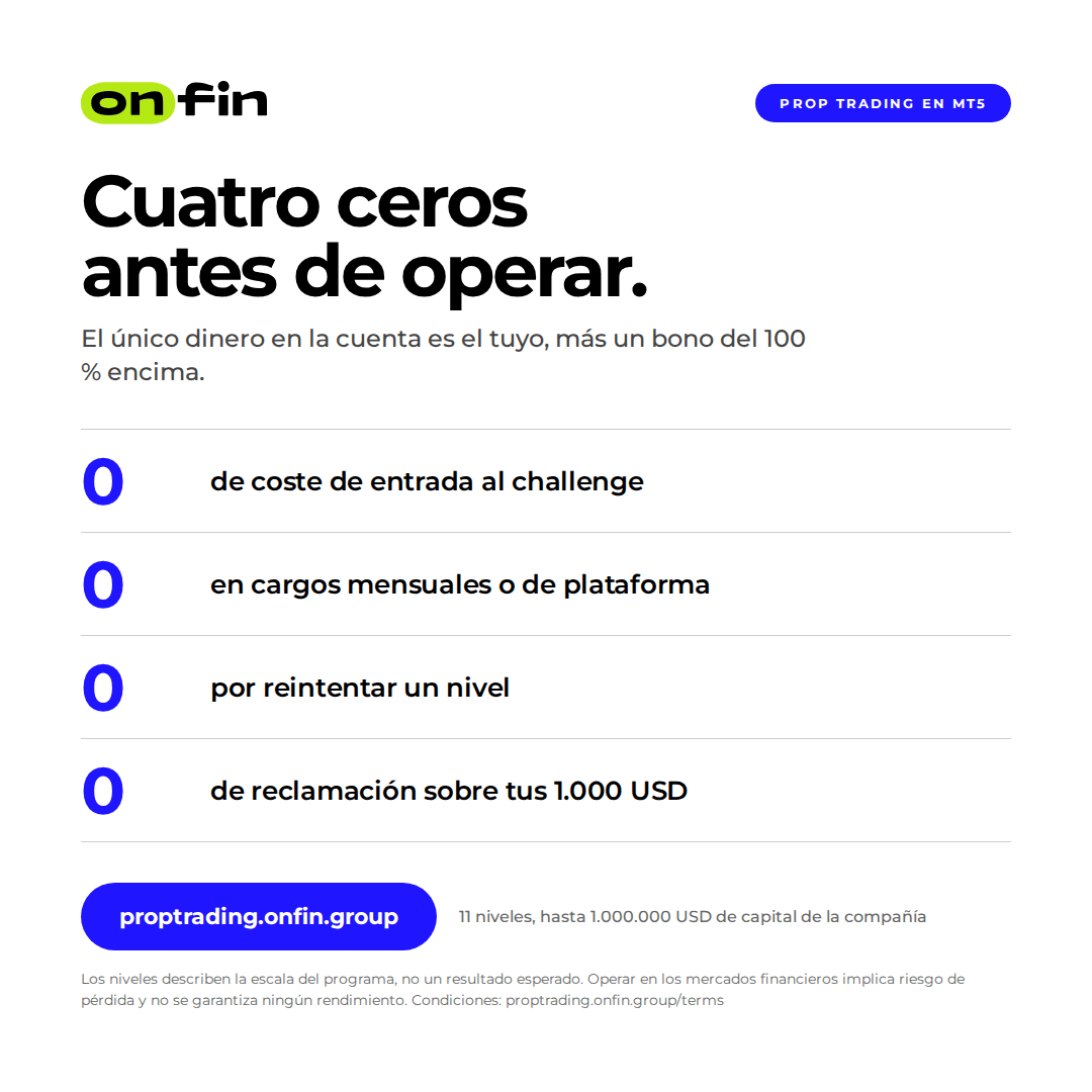 Prop trading MT5 — Four zeros — 1080×1080 (ES)