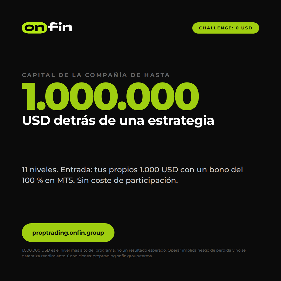 Prop trading MT5 — Capital, one number — 1080×1080 (ES)