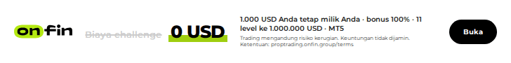 Prop trading MT5 — Price tag, struck fee — 728×90 (ID)