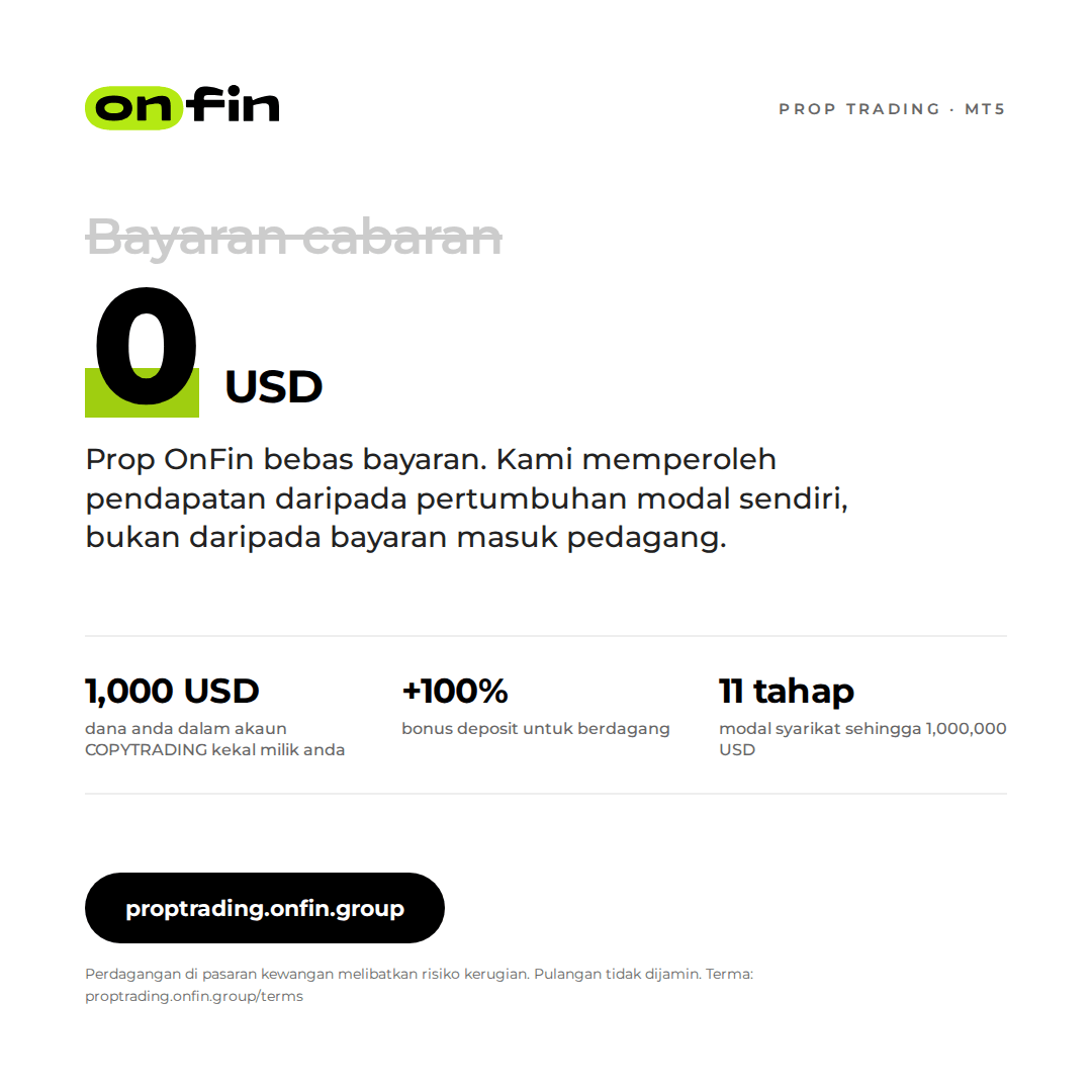 Prop trading MT5 — Price tag, struck fee — 1080×1080 (MS)
