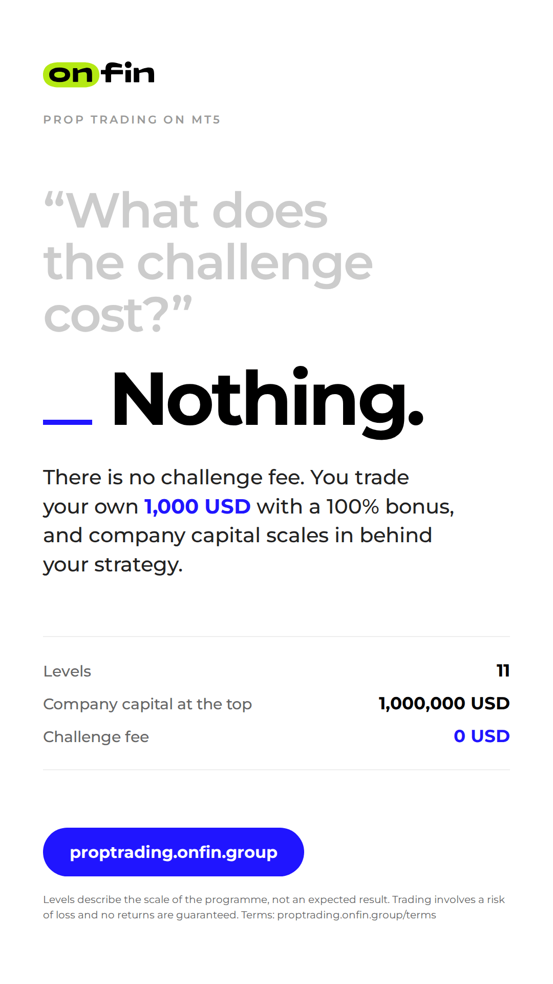 Prop trading MT5 — Question, blue — 1080×1920 (EN)