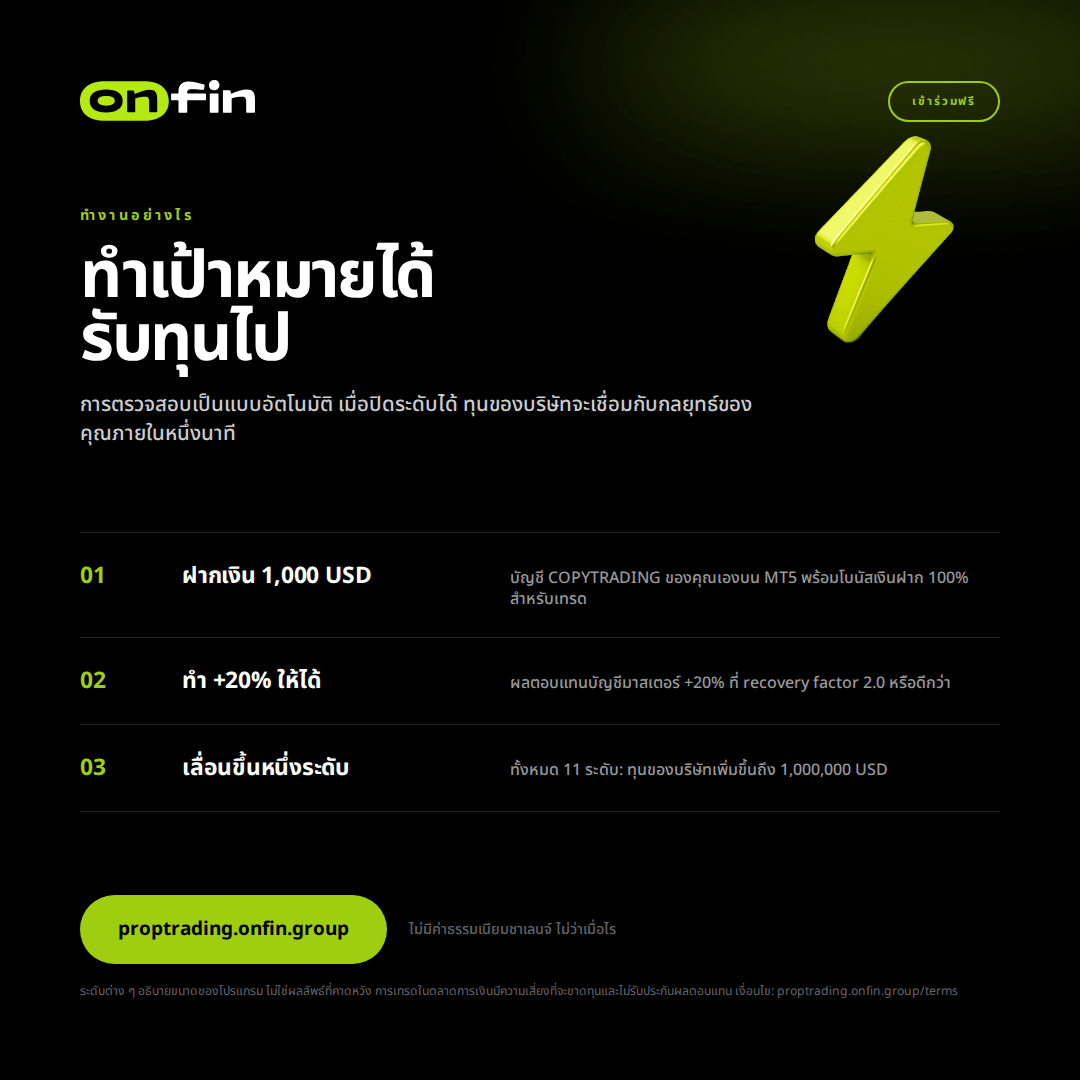 Prop trading MT5 — Three steps — 1080×1080 (TH)