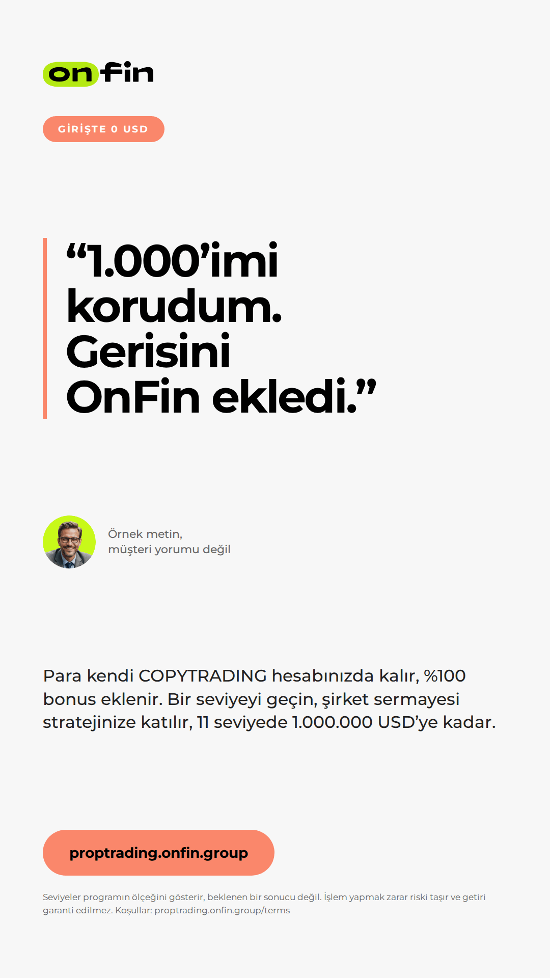 Prop trading MT5 — Trader voice, coral — 1080×1920 (TR)