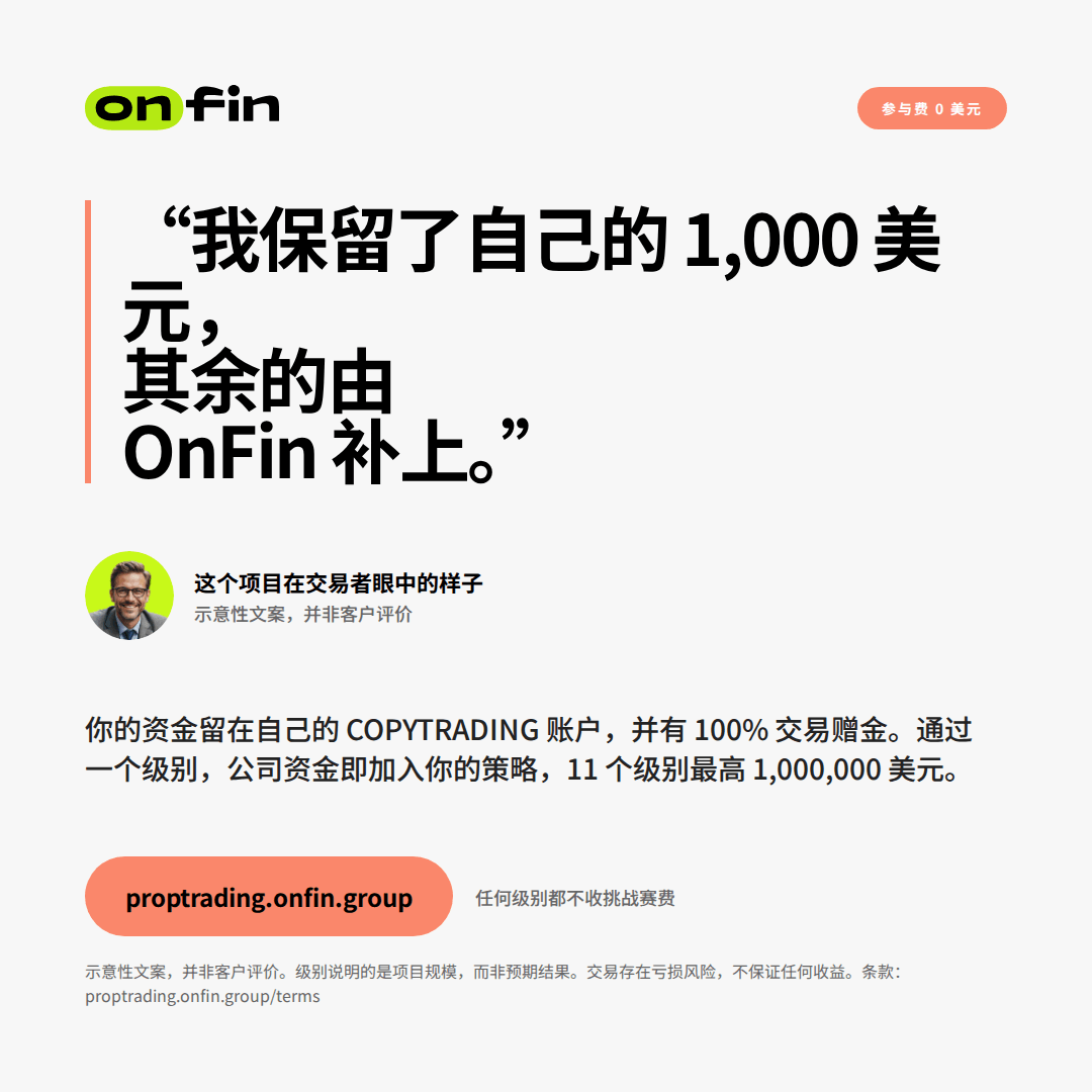 Prop trading MT5 — Trader voice, coral — 1080×1080 (ZH)