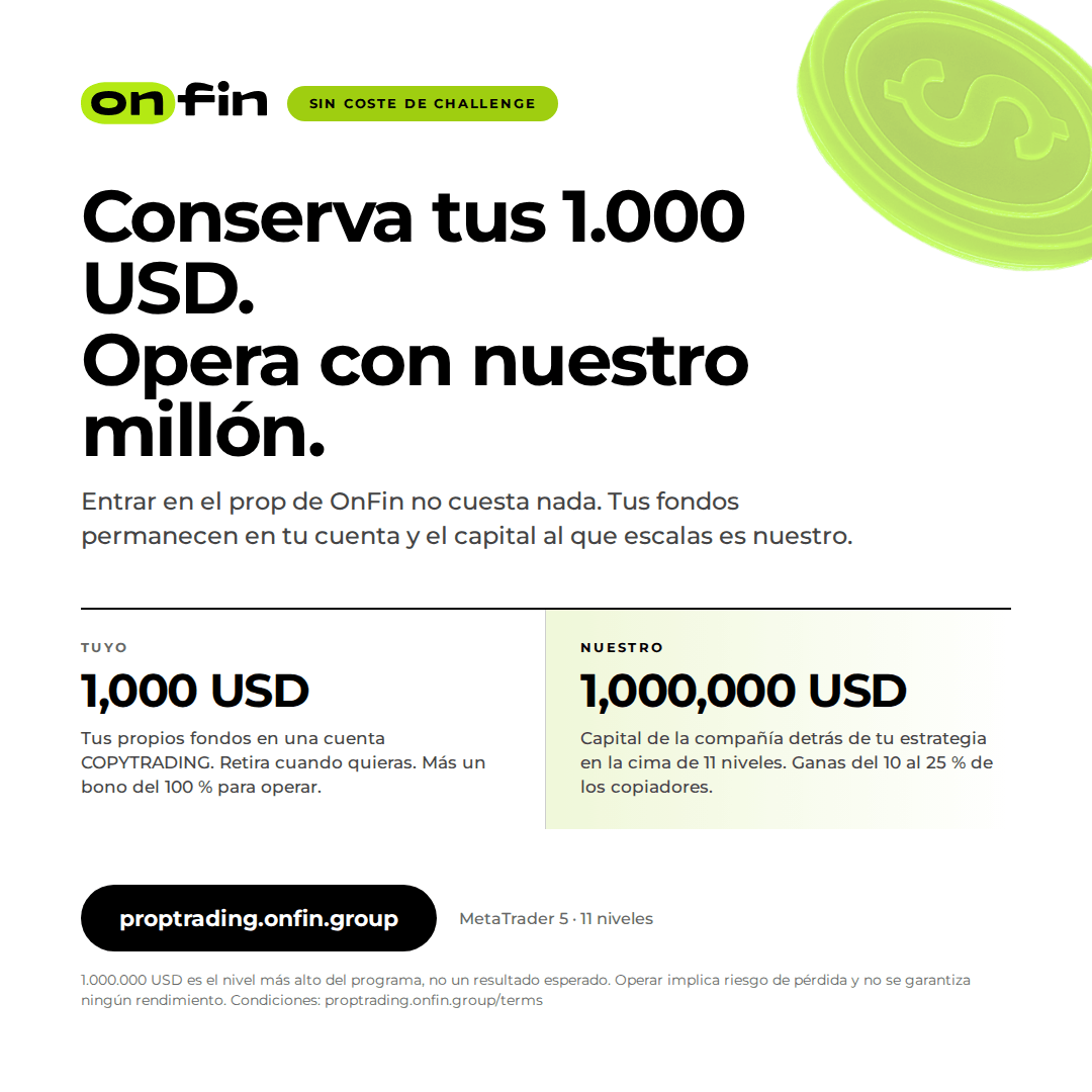 Prop trading MT5 — Yours / ours — 1080×1080 (ES)